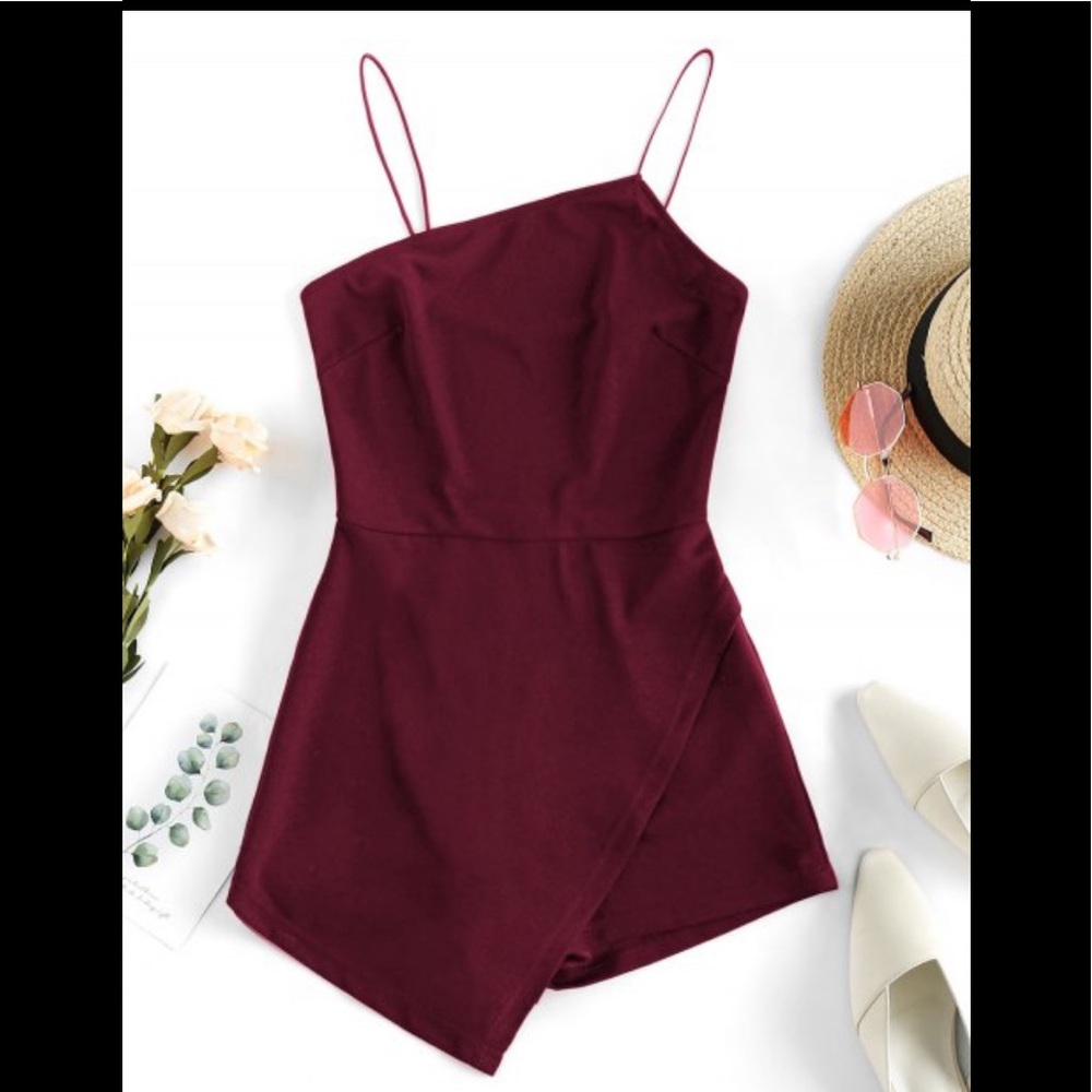 ‼️Firebrick Red ZAFUL Asymmetrical Romper‼️